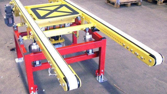MH Modules KRT100 Höj och sänkbar kuggremstransportör med vändare